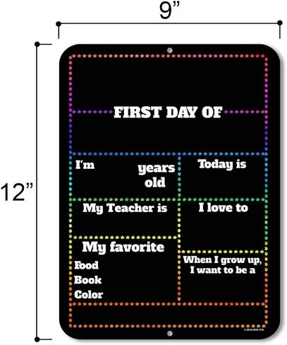 Honey Dew Gifts Chalkboard Style School Photo Prop Board, Kindergarten, Preschool, Reusable Tin Sign (First Day HDG-1115 9x12) in Saudi Arabia