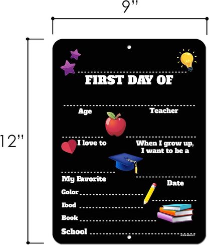 Honey Dew Gifts Chalkboard Style School Photo Prop Board, Kindergarten, Preschool, Reusable Tin Sign (First Day HDG-1115 9x12) in Saudi Arabia