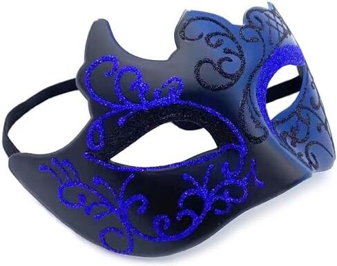 Men Masquerade Mask Venetian Mask Greek Roman Mask Mardi Gras Mask Masquerade Mask for Men (Blue) in Saudi Arabia