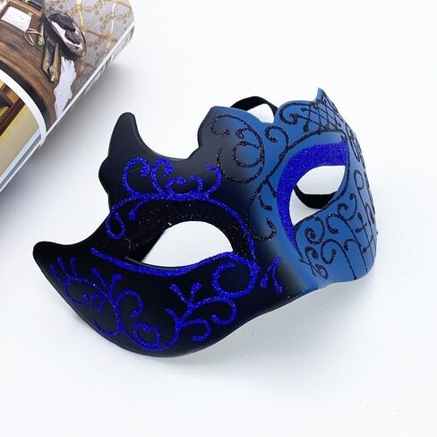 Men Masquerade Mask Venetian Mask Greek Roman Mask Mardi Gras Mask Masquerade Mask for Men (Blue) in Saudi Arabia