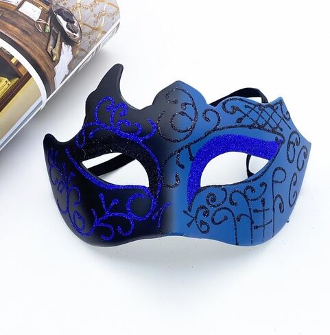 Men Masquerade Mask Venetian Mask Greek Roman Mask Mardi Gras Mask Masquerade Mask for Men (Blue) in Saudi Arabia