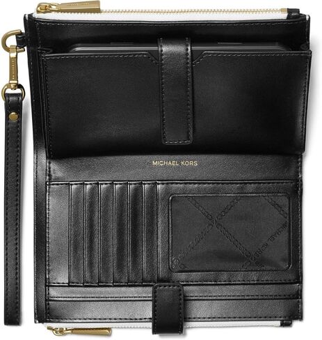 حقيبة يد نسائية من مايكل كورس بسحاب مزدوج، لون أبيض/أسود in Kuwait