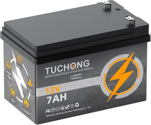 12V 7Ah Lithium LiFePO4 Battery, Rechargeable Battery, Up to 5000+ Deep Cycle Lithium Iron Phosphate Battery Built-in BMS, Ideal for Small UPS, Lighting, Solar Power, Fish Finder, Ride on Toys in Saudi Arabia