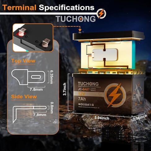 12V 7Ah Lithium LiFePO4 Battery, Rechargeable Battery, Up to 5000+ Deep Cycle Lithium Iron Phosphate Battery Built-in BMS, Ideal for Small UPS, Lighting, Solar Power, Fish Finder, Ride on Toys in Saudi Arabia
