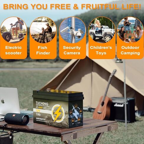 12V 7Ah Lithium LiFePO4 Battery, Rechargeable Battery, Up to 5000+ Deep Cycle Lithium Iron Phosphate Battery Built-in BMS, Ideal for Small UPS, Lighting, Solar Power, Fish Finder, Ride on Toys in Saudi Arabia