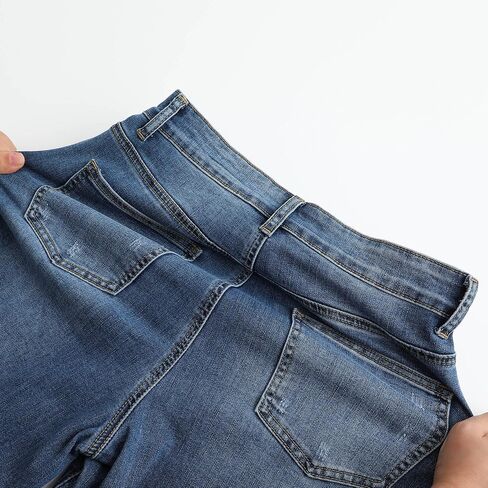 THUNDER STAR Womens High Waisted Wide Leg Jeans Stretchy Distressed Denim Pants in Saudi Arabia
