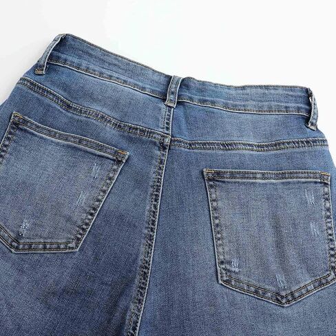 THUNDER STAR Womens High Waisted Wide Leg Jeans Stretchy Distressed Denim Pants in Saudi Arabia