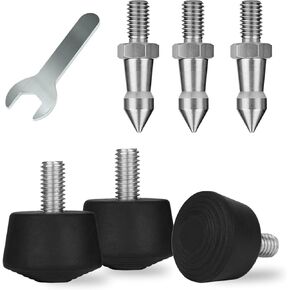Rigych 3 Sets of 1/4-20 Thread Rubber Tripod Feet Universal Anti-Slip & Stainless Steel Tripod Spike Feet, Tripod Feet Replacement Parts
