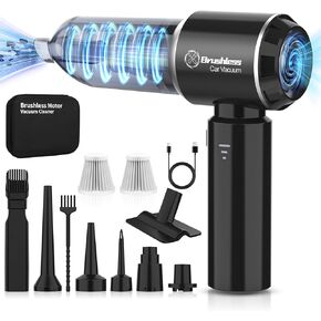 Car Vacuum High Power 18000PA, 4 in 1 Cordless Handheld Vacuum Cleaner with Brushless Motor, Rechargable Mini Vacuum Portable Vacuum for Car Pet Hair Men Women Home Office