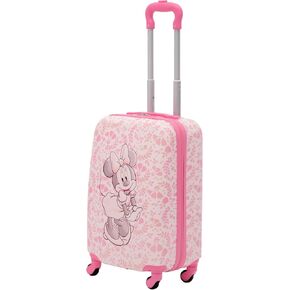 FUL Disney Minnie Mouse 21 Inch Kids Rolling Luggage, Hardshell Carry On Suitcase with Wheels, Pink