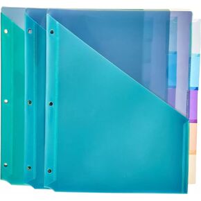 Amazon Basics Tab Dividers for 3 Ring Binder, Two Pocket, Letter Size, Assorted Colors, 24 Count