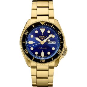 SEIKO SRPK20,Men Sport,GMT,Mechanical,Automatic,Stainless,Gold Tone,Blue Dial,100m WR