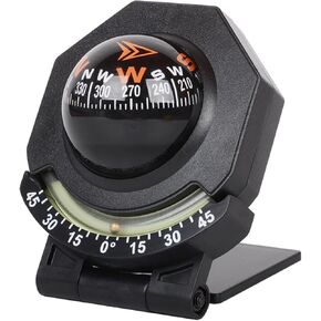 Car Compass Ball Dash Mount Adjustable Compass Ball with Bottom Stick, Navigation Hiking Direction Pointing Guide Compass Ball for Marine Boat Truck Outdoor Car Accessories Automotive Compass Ball