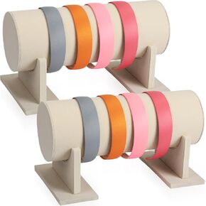 2 Pcs Headband Holder Organizer Soft Jewelry Display Stand Hovering Jewelry Watches Bracelet Holder for Girls Women Hair Accessories Display Storage Rack 12 x 6.5 Inch (Linen)