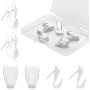 10pcs Cubicle Hooks for Fabric Walls, Metal Push Pin Hooks Cubicle Picture Hangers Cubicle Coat Clips for Panel Wall Clock Photo Frame Keychain Hanging Decor Accessories(White)