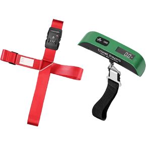 Travel Inspira TSA Approved Luggage Strap - Adjustable Length with Combination Lock and Digital Luggage Scale 110 Pounds, Battery Included