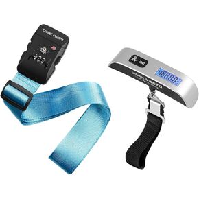 Travel Inspira TSA Approved Luggage Strap - Adjustable Length with Combination Lock and Digital Luggage Scale 110 Pounds, Battery Included