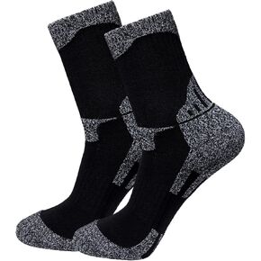 Teebulen Men's Black 5-Pack Padded Anti Odor Blister Resistance Quarter Crew Hiking Socks, Size 7-12
