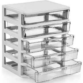 DEAYOU Small Storage Bin, Plastic Organizer, Storage Bin Container with Drawers for Desk, Accessory, Stationery