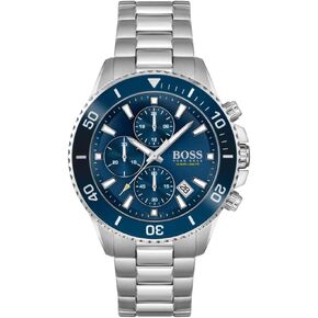 BOSS Admiral Men's Quartz Stainless Steel Watch with Silicone Strap, Black, 22 in Kuwait