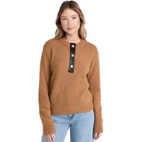 FRAME Women's Leather Placket Henley