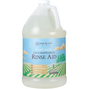 Ginger Lily Farms Botanicals Plant-Based 4-In-1 Dishwasher Rinse Aid, 100% Vegan & Cruelty-Free, Fragrance-Free, 1 Gallon (128 fl oz) Refill, 128.00 Fl Oz (Pack of 1)