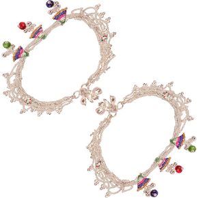 Touchstone Indian Bollywood Handcrafted Pretty Stylish Colorful Designer Jewelry Payal Paazeb Anklets in Silver Tone for Women.