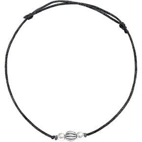 Jewellers 925 Sterling Silver Chandi Moving Ball Thread Based Anklet Best Pack Of 1 Extra Large Black