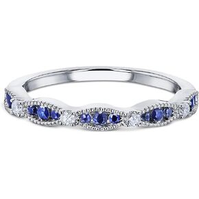 Kobelli Blue Sapphire White Diamond Band