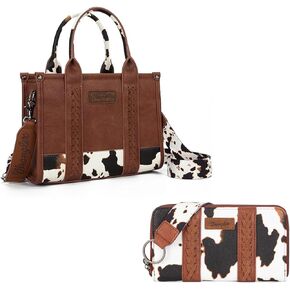 Wrangler Cow Print Tote & Wristlet Set