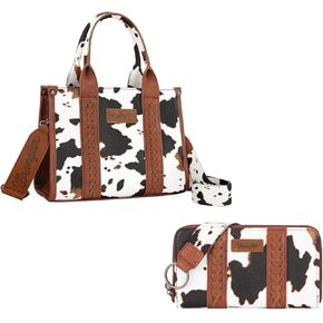 Wrangler Full Cow Print Tote & Wristlet