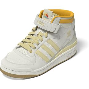 adidas Originals Forum Mid Sneaker, Cloud White/Black/Crew Yellow, 5 US Unisex Big Kid