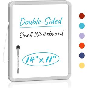 Small Double-Sided White Board Dry Erase Board For Wall, 14"x11" Hanging Whiteboard for Door, Mini Dry Erase Board with a black dry erase marker, Small Whiteboard for Kids Students, Back To School, WH