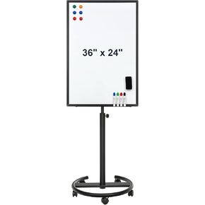 Comix Mobile Whiteboard 36 x 24 inches, Magnetic White Board with Stand, Easel Standing Whiteboard with 1 Dry Whiteboard Eraser, 4 Dry Erase Markers and 6 Magnets
