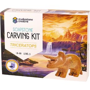 STUDIOSTONE CREATIVE DIY Arts & Crafts Carving Kit Kids Adults Triceratops Sculpture Soapstone