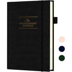 Self-Mastery Journal for Men & Women - Gratitude Journal for Daily Reflection, Mindfulness, and Self-Care - Guided Manifestation Journal - Inspirational Goal Journal with Pen Holder (Black)