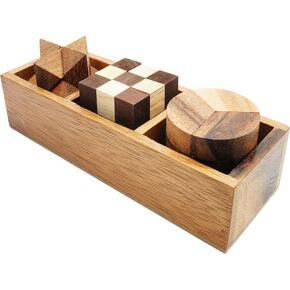 BSIRI Brain Teaser Games for Adults Cube Puzzles Brain Teasers Mind Teasers Toy Challenging Brain Games Puzzle Toys Office Table Decor for Adults and Kids Wooden Puzzle Box Set (16 Puzzle Games)