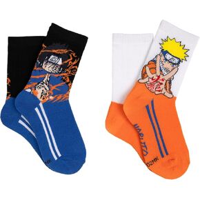 Naruto Kids Crew Sock Pack (2 Pair) - Fits Kids Shoe Size 9-3