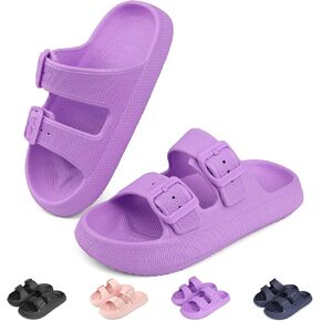 Kids Cloud Buckle Slides丨Boys Girls Slip On Sandals丨Youth Adjustable Flip Flops丨EVA Summer Slippers Beach Pool Shower Shoes（12 Little Kids - 7 Big Kids）