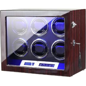 Davivy Watch Winder، 6 ملفاف ساعة أوتوماتيكي مع إضاءة خلفية LED، ملفاف ساعة مع محرك Mabuchi، وسائد قابلة للتعديل، شاشة LCD تعمل باللمس، غلاف خشبي، محول تيار متردد متضمن in Kuwait