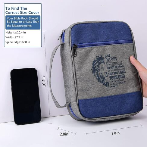 Bible Cover Case for Men Boys Mens Bible Carrying Bag Church Study Book Carrier with Pockets Handle Zipper, Highlighter Set Christian Gift Fits Medium Large Size Bible 10"x7.5"x2.2" (Blue) in Saudi Arabia