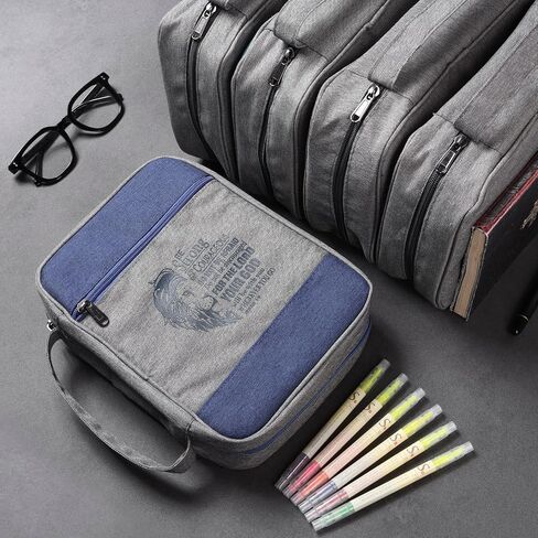 Bible Cover Case for Men Boys Mens Bible Carrying Bag Church Study Book Carrier with Pockets Handle Zipper, Highlighter Set Christian Gift Fits Medium Large Size Bible 10"x7.5"x2.2" (Blue) in Saudi Arabia
