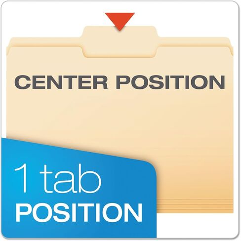 مجلدات ملفات Pendaflex، مقاس Letter، 8-1/2 بوصة × 11 بوصة، مانيلا الكلاسيكية، علامات تبويب 1/3 قطع في اليسار واليمين والمواضع المركزية، 100 لكل صندوق (65213) in Kuwait