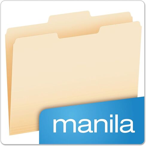 مجلدات ملفات Pendaflex، مقاس Letter، 8-1/2 بوصة × 11 بوصة، مانيلا الكلاسيكية، علامات تبويب 1/3 قطع في اليسار واليمين والمواضع المركزية، 100 لكل صندوق (65213) in Kuwait
