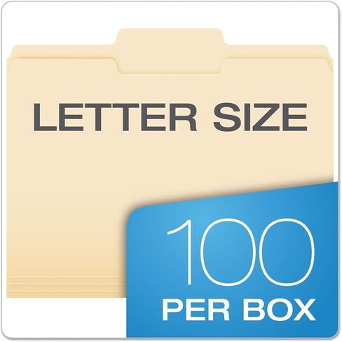 مجلدات ملفات Pendaflex، مقاس Letter، 8-1/2 بوصة × 11 بوصة، مانيلا الكلاسيكية، علامات تبويب 1/3 قطع في اليسار واليمين والمواضع المركزية، 100 لكل صندوق (65213) in Kuwait
