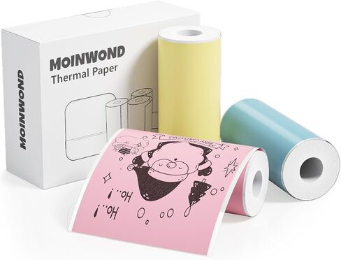 Thermal Paper Non-Adhesive Sticker Paper for Mini Thermal Pocket Printer, Black on White 57 x 25mm, 3-Rolls for Notes Texts Journal Photo and Notebuddy in Saudi Arabia