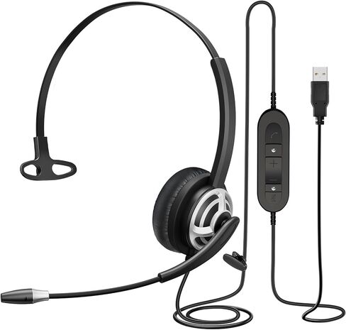 سماعة رأس MAIRDI USB مع ميكروفون للكمبيوتر، سماعة رأس للكمبيوتر الشخصي مع ميكروفون لإلغاء الضوضاء لفرق الكمبيوتر المحمول Zoom Office Call Center المكالمات الهاتفية عبر بروتوكول الإنترنت، سماعة الإملاء للتعرف على صوت التنين in Kuwait