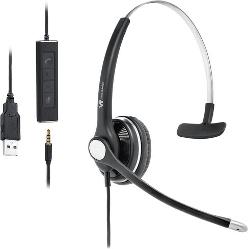 Call-Center USB-Headset with Microphone UC Computer-Headphone - Noise Cancelling Compatible with MS Teams Skype for Business (Binaural) in Saudi Arabia