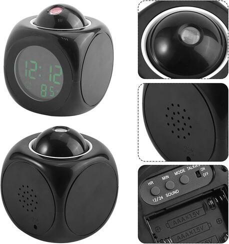 LED Digital Projection Alarm Clock, Digital Clock Projection Alarm Clock with on Ceiling Multi Function LCD Wall Travel Clock Voice Talking Temperature Display for Home Decor Studying Room Bed Desks in Saudi Arabia