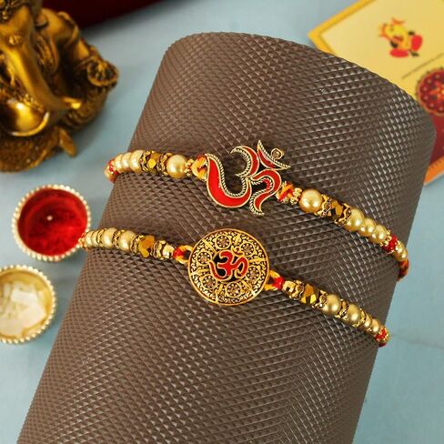 TIED RIBBONS Set of 2 Rakhi for Brother Rakhi for Bhaiya | Wishes Card | Roli Tikka - Raksha Bandhan Rakhi Bracelet for Brother | Bhai Rakhi 2 Set | Bro Rakhi Thread | Rakhi Set for Brother in Kuwait